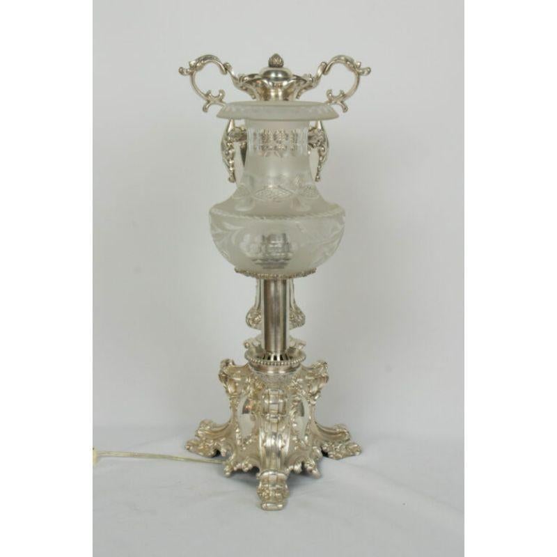Silver Rococo Argand Lamp For Sale 3