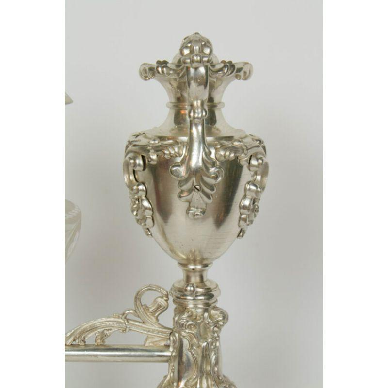 Bronze Silver Rococo Argand Lamp For Sale