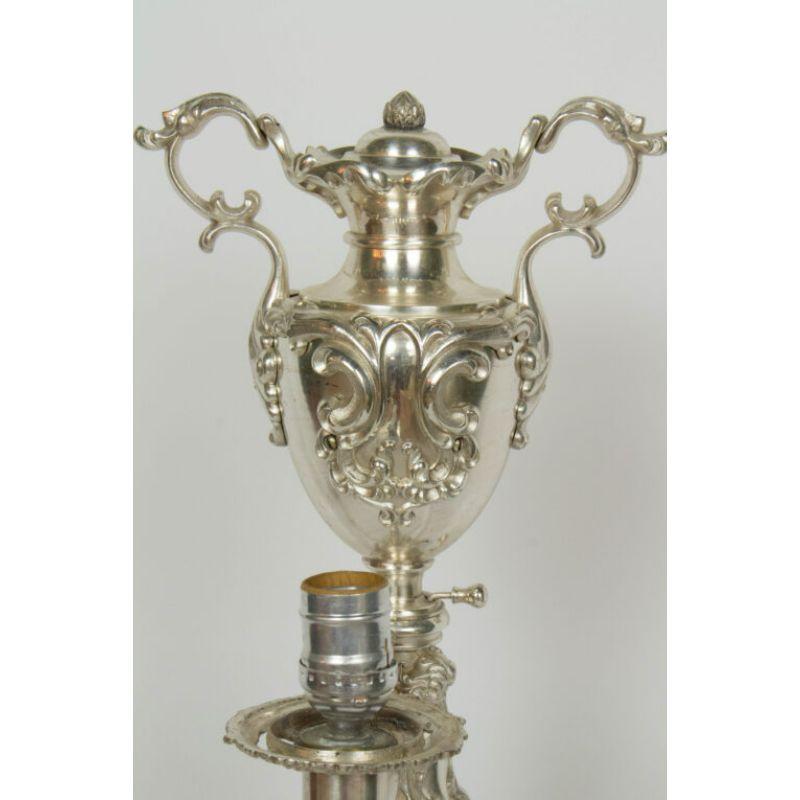 Silver Rococo Argand Lamp For Sale 1