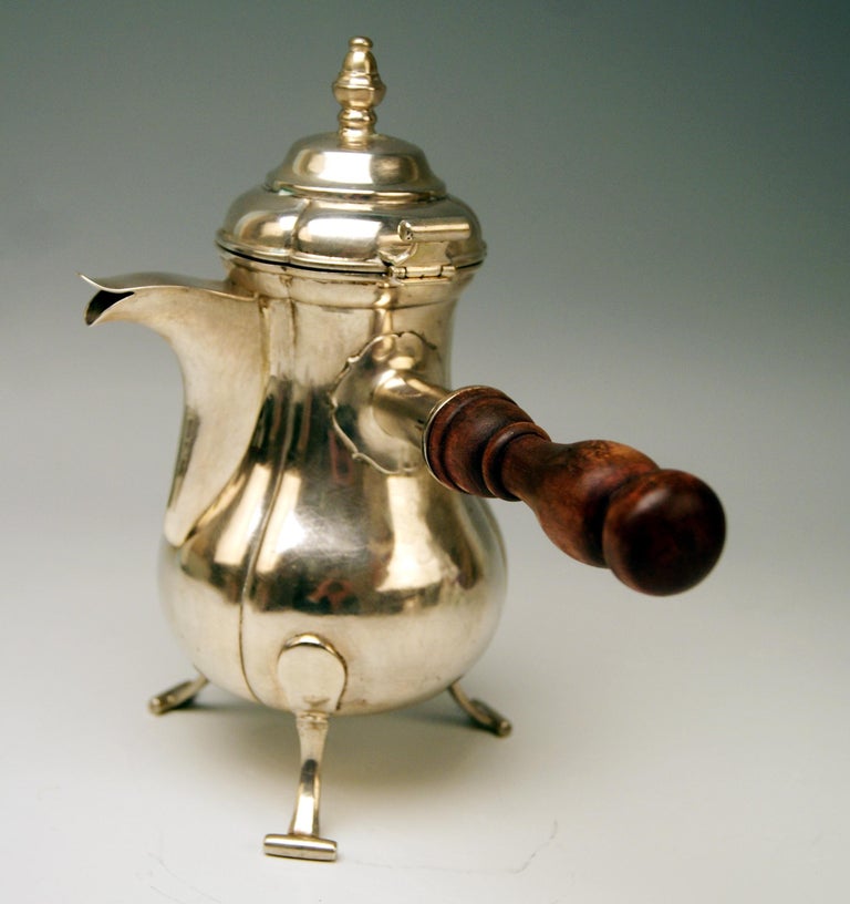Austrian Silver Rococo Chocolate Pot Handle by Master F.X. Weixelbaum, Vienna, 1759 For Sale