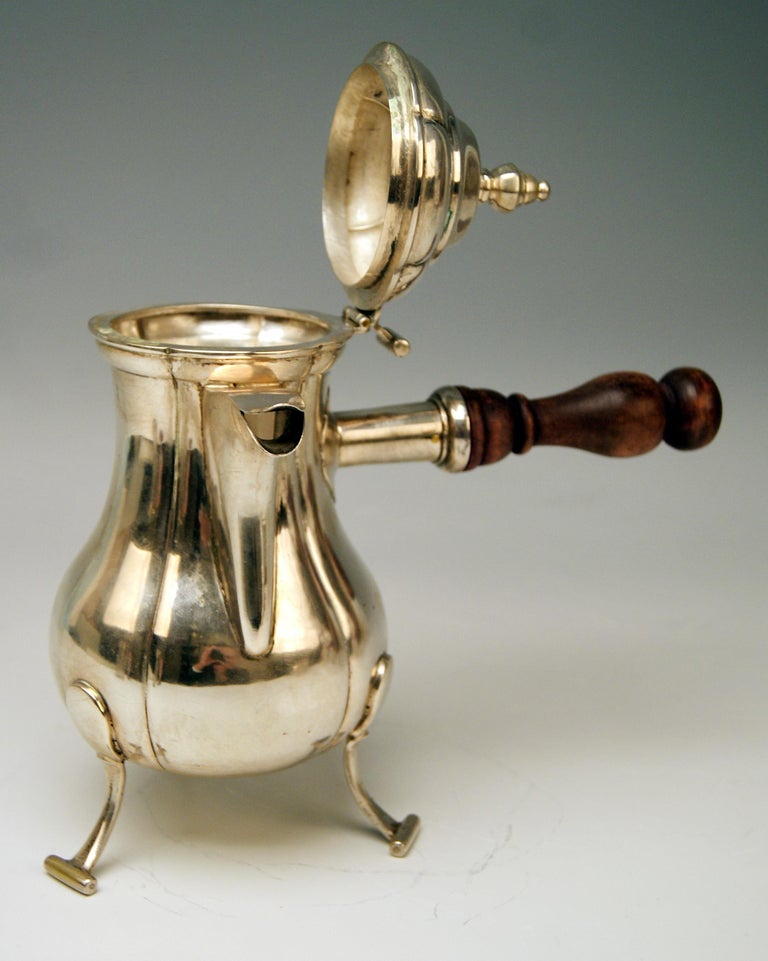 Silver Rococo Chocolate Pot Handle by Master F.X. Weixelbaum, Vienna, 1759 For Sale 1
