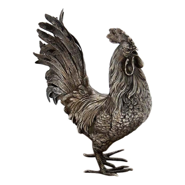 Silver rooster of perfect shape For Sale