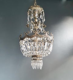 Silver Rose Brass Crystal Chandelier Antique Ceiling Lamp Lustre Art Nouveau