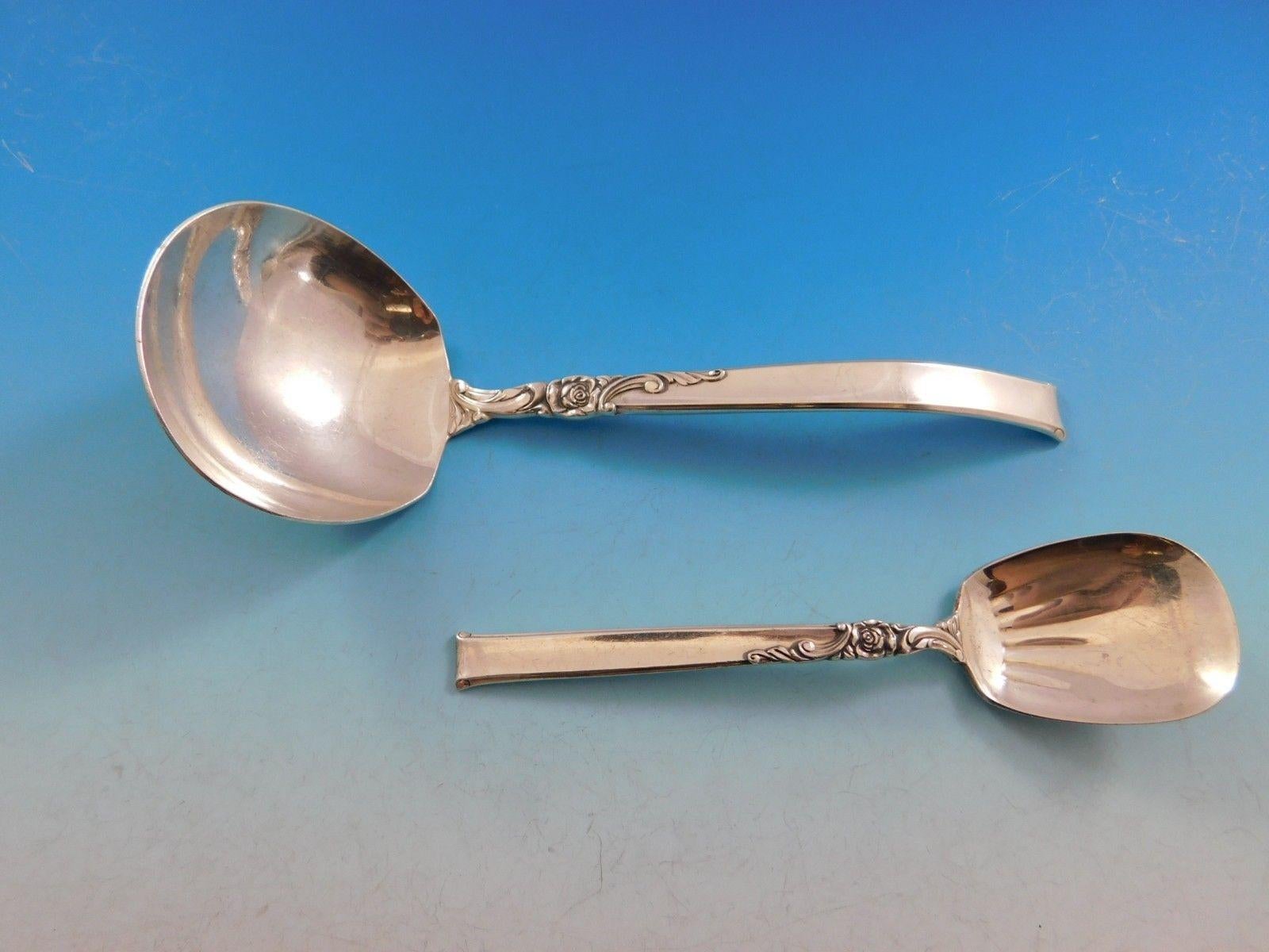 20th Century Silver Rose by Oneida Sterling Silver Flatware Set for 12 Service 80 Pieces For Sale