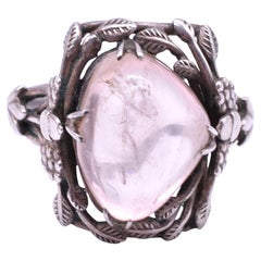 Antique Silver Rose Quartz Ring