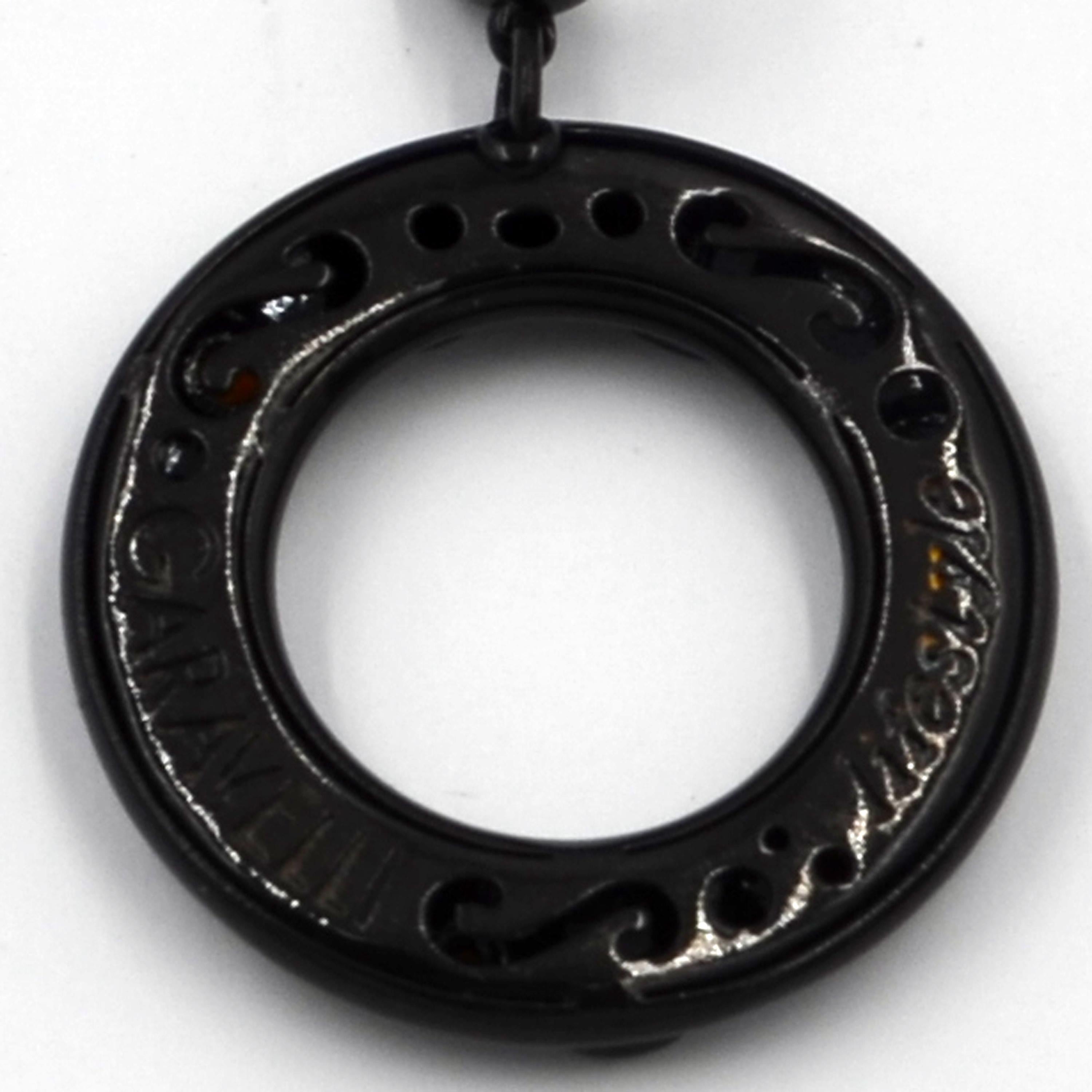 Runde Silber-Ohrringe mit schwarzer Emaille und Citrin aus Silber (Rundschliff) im Angebot
