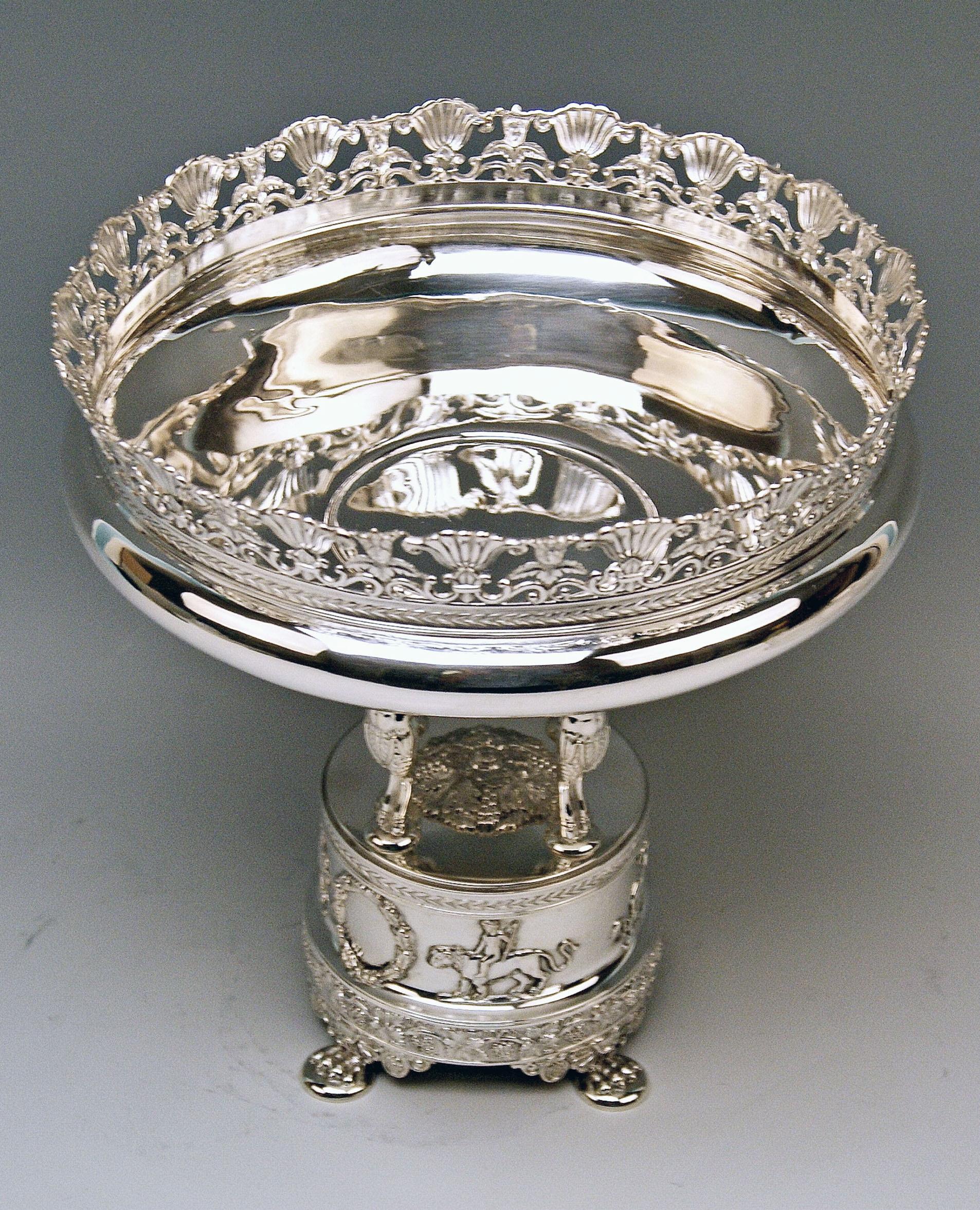 Late Victorian Silver Round Flower Bowl Centrepiece Heinrich Bleyer Chemnitz Germany circa 1890