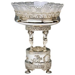 Antique Silver Round Flower Bowl Centrepiece Heinrich Bleyer Chemnitz Germany circa 1890