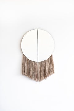 Silver Round Mirror with Fiber, Contemporary Apollo Mirror by Ben & Aja Blanc