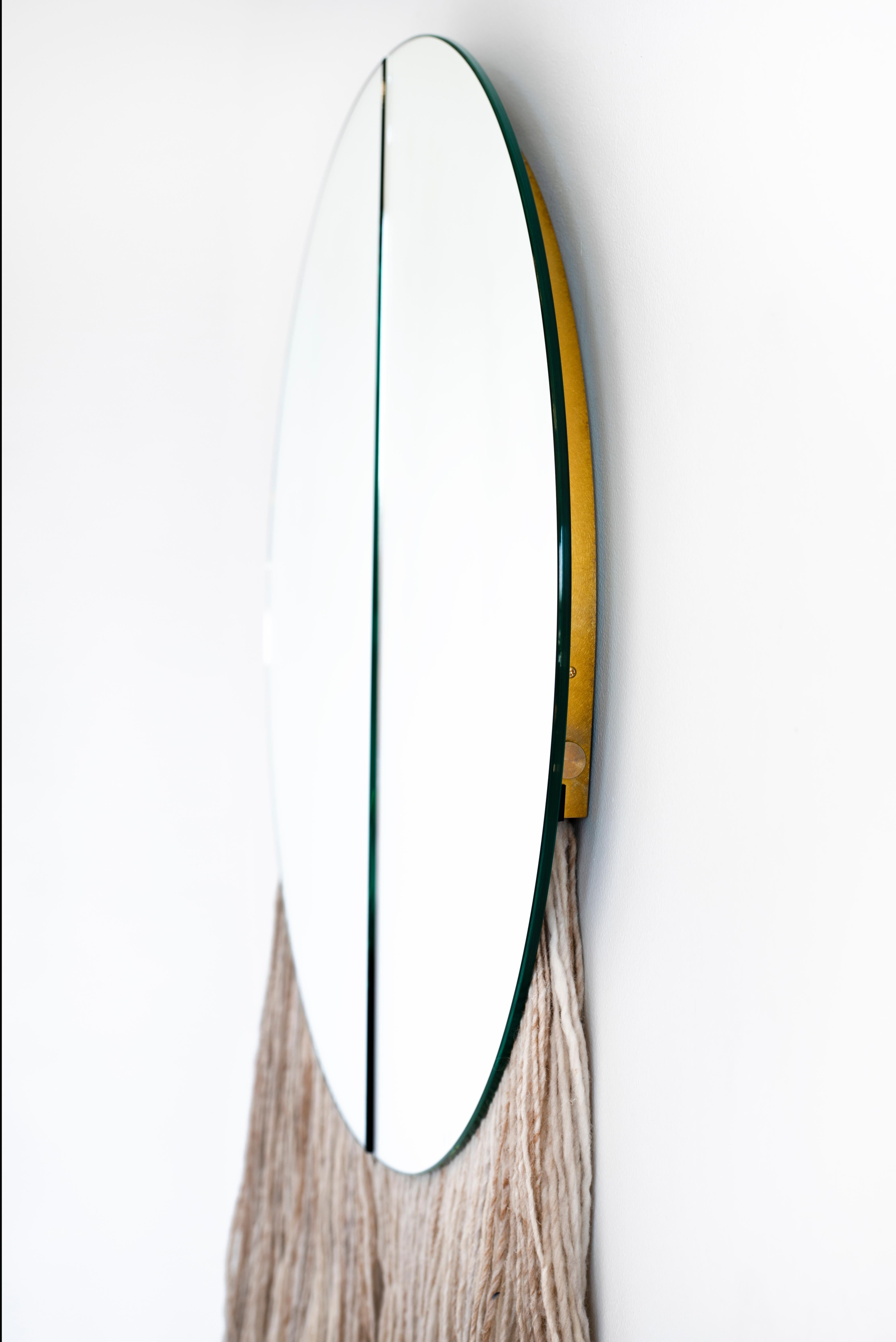 Silver Round Mirror with Fiber, Contemporary Apollo Mirror by Ben & Aja Blanc For Sale 1