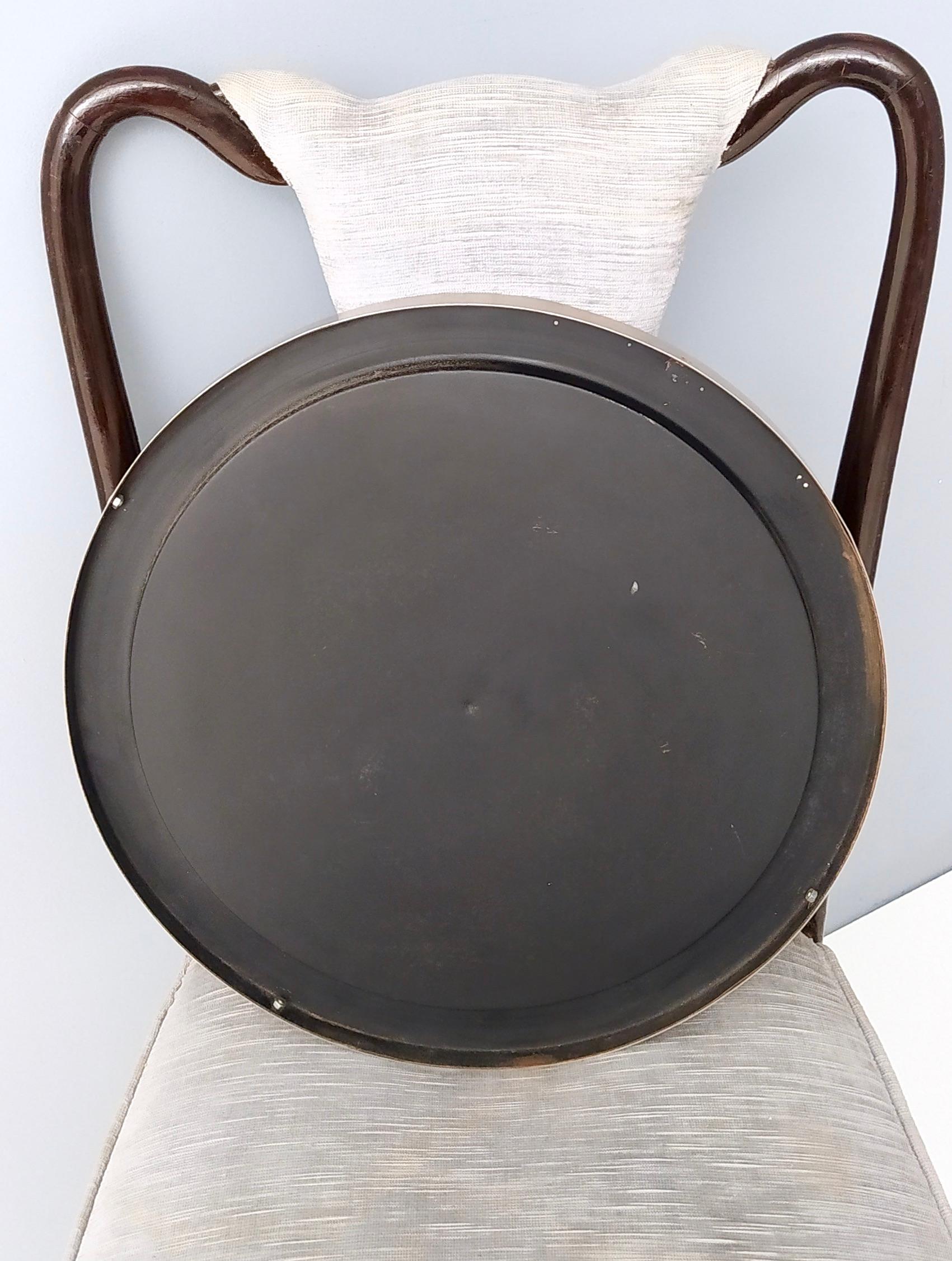 Silver Round Narciso Mirror with Steel Frame by S. Mazza for Artemide, Italy For Sale 1