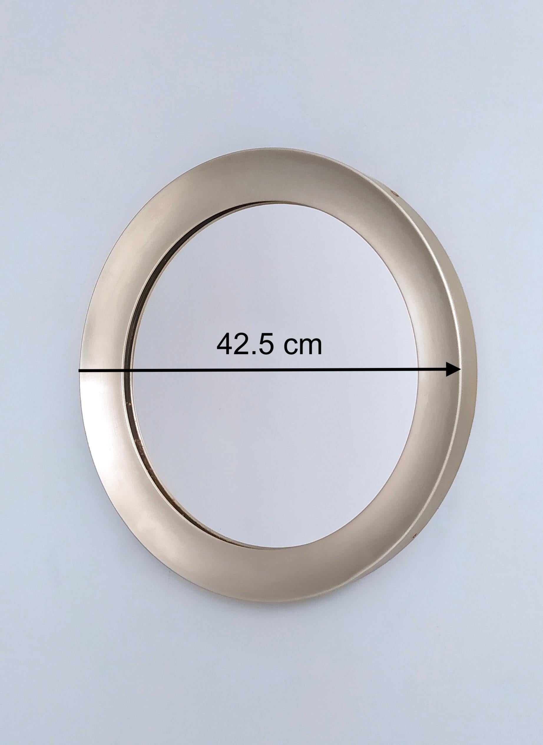 Silver Round Narciso Mirror with Steel Frame by S. Mazza for Artemide, Italy For Sale 2