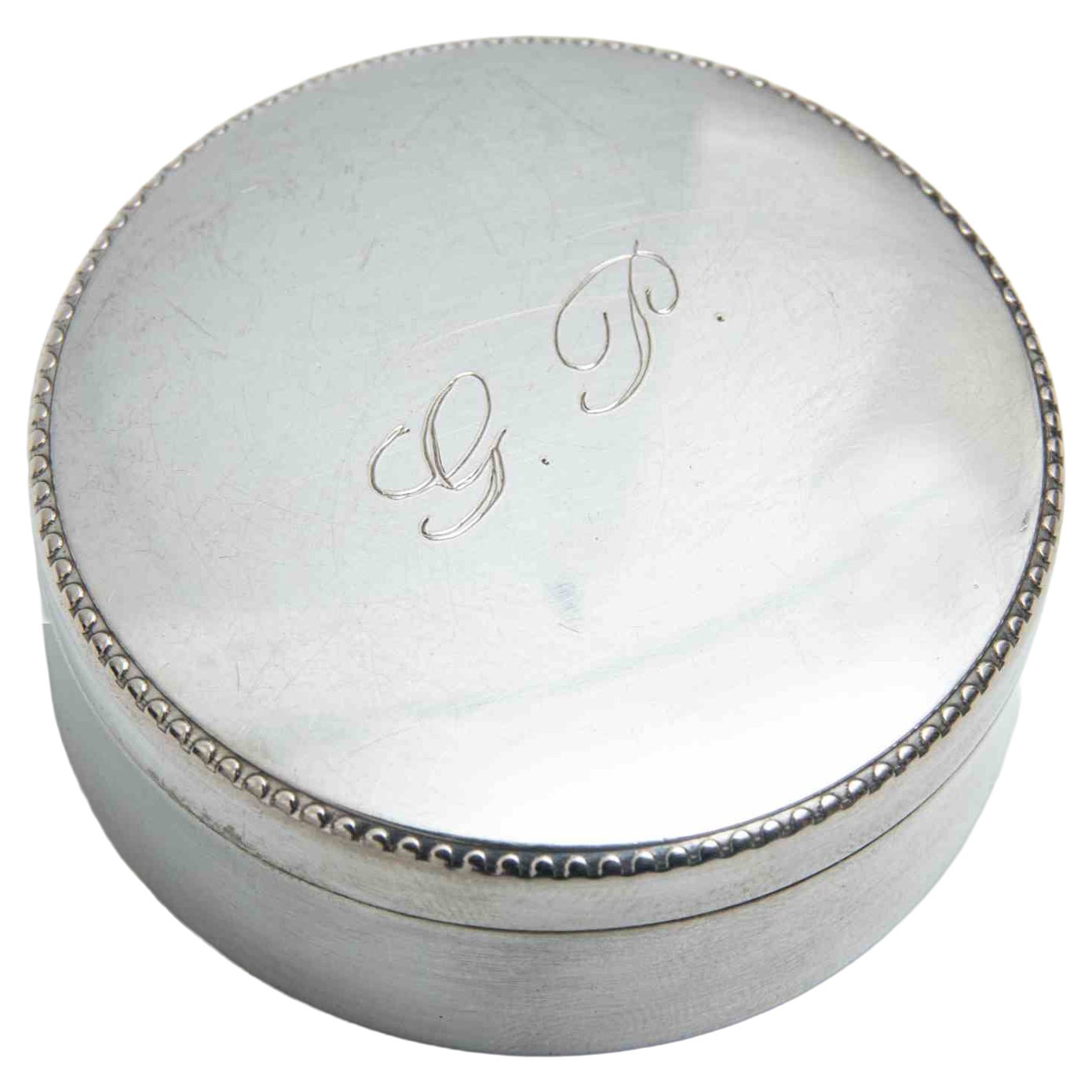 Italian Silver Round Trinket Box, 800 Silver, Modern Design, 1960s