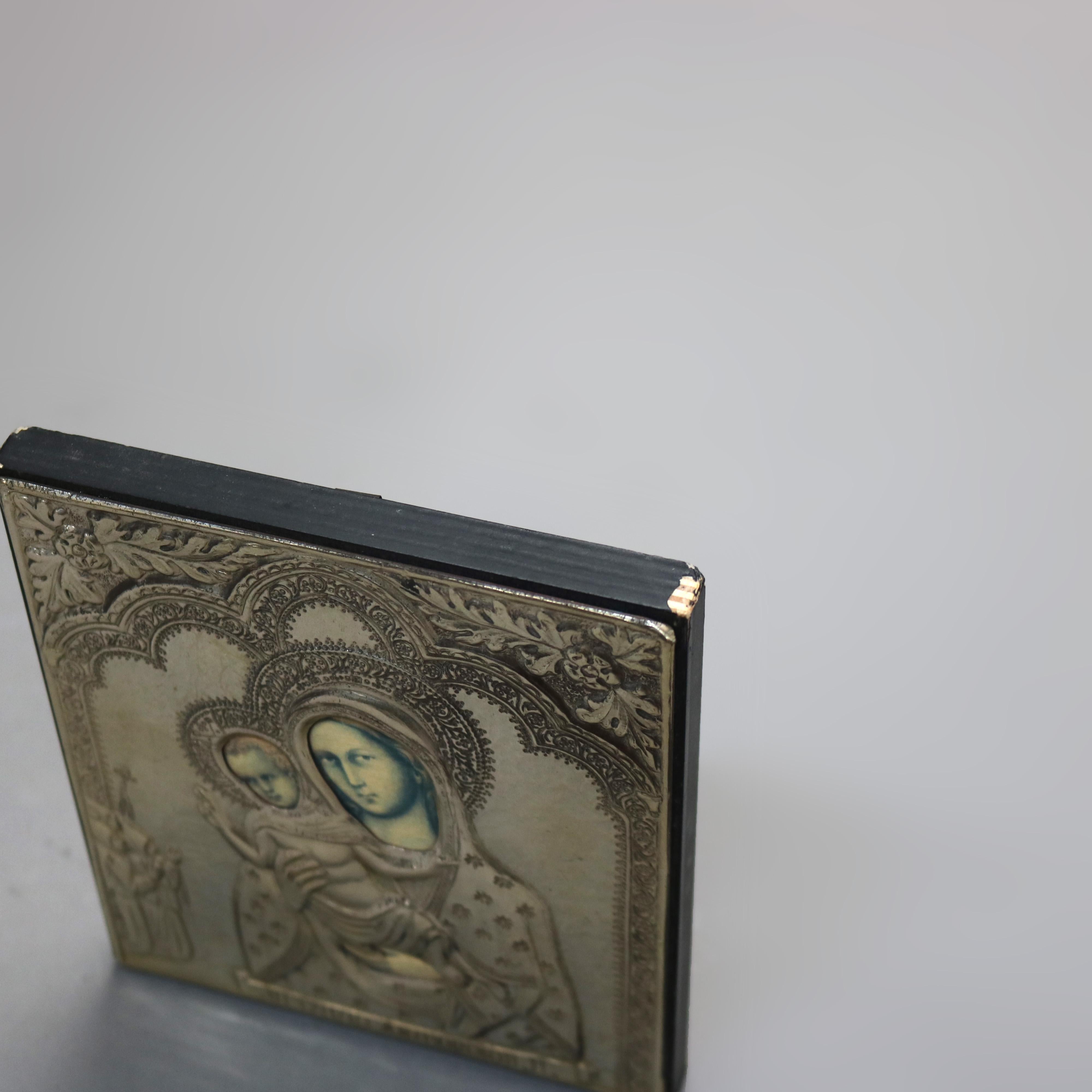Silver Russian Icon Painting With Hall Marks 20thC For Sale 1