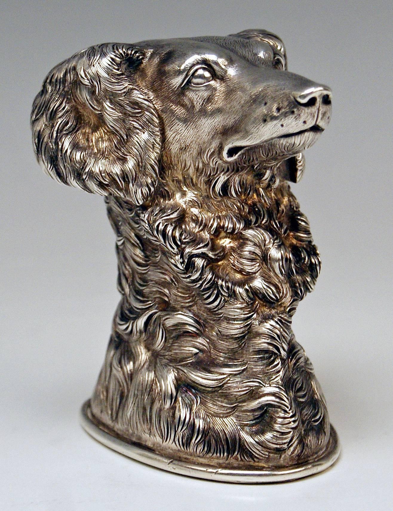 Sterling Silver Silver Russian Stirrup Cup Dog Head by Samuel Arnd St.Petersburg, 1856