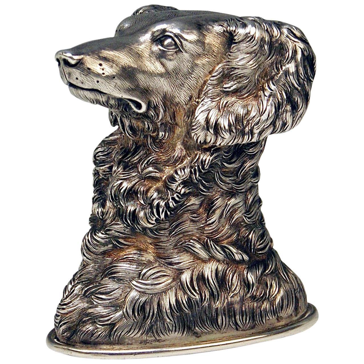 Silver Russian Stirrup Cup Dog Head by Samuel Arnd St.Petersburg, 1856