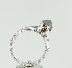 Silver Rustic Diamond Ring .83Carat Hand Engraved