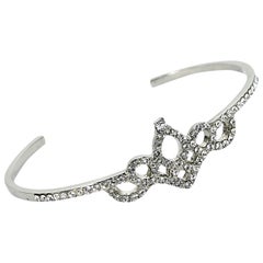 Silver Saint Laurent Crystal Tiara Cuff