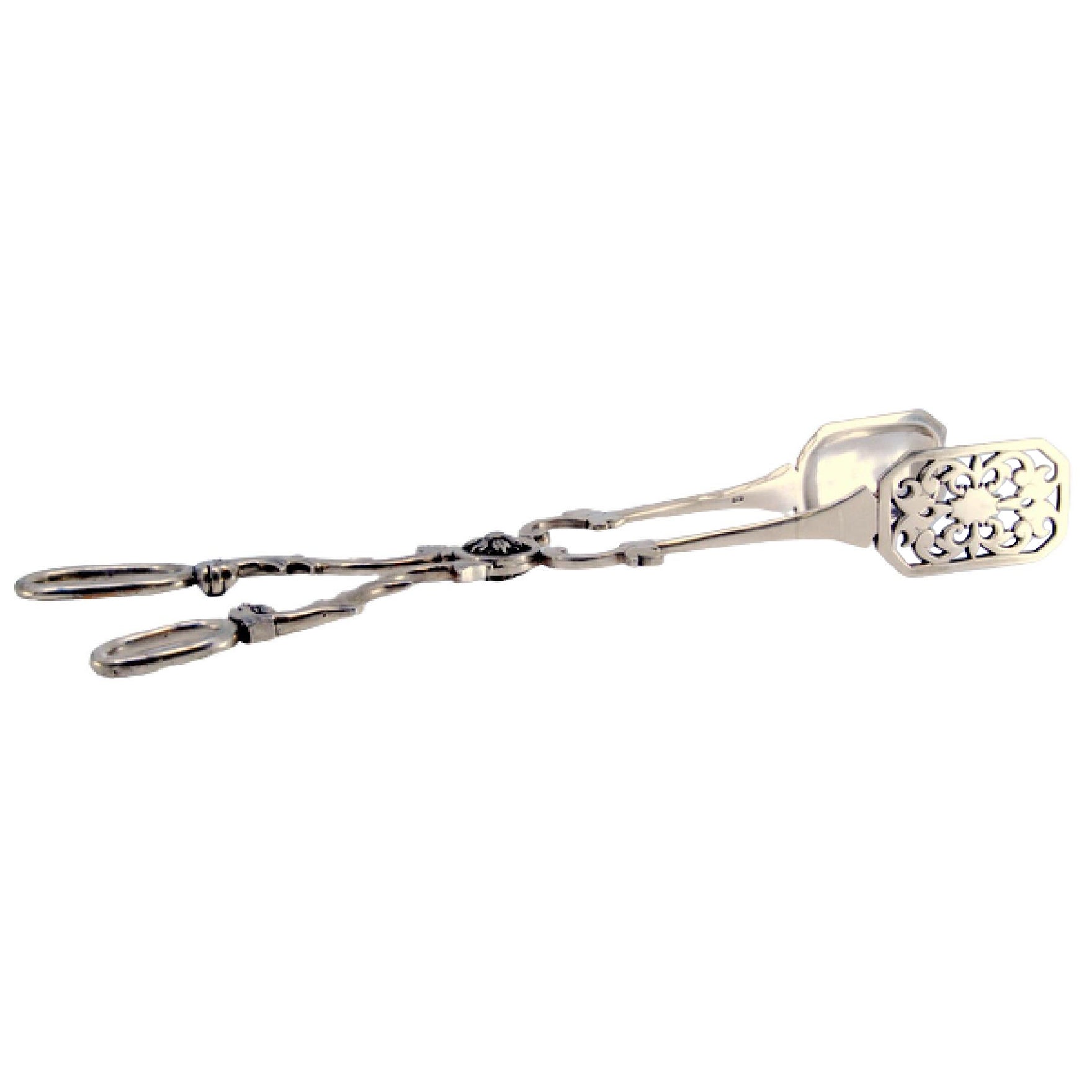 Silver salad, bread or sauce tongs