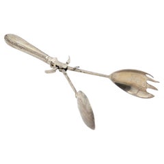 Silver salad or bread tongs