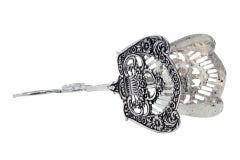 Silver salad or bread tongs with cutout shells and raised stems