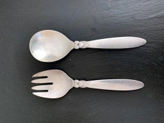 Silver Salad Server Set in Cactus Pattern by Georg Jensen