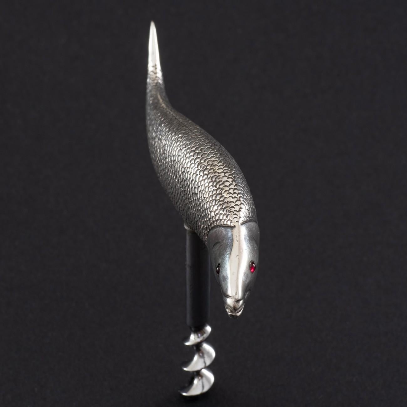 Early 20th Century Silver Salmon Corkscrew