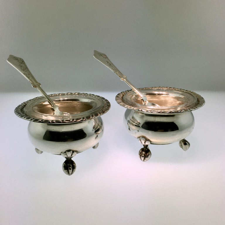 Silver Salt Cellars, Set of Two, Antique at 1stDibs