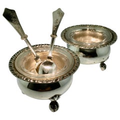 Silver Salt Cellars, Set of Two, Antique