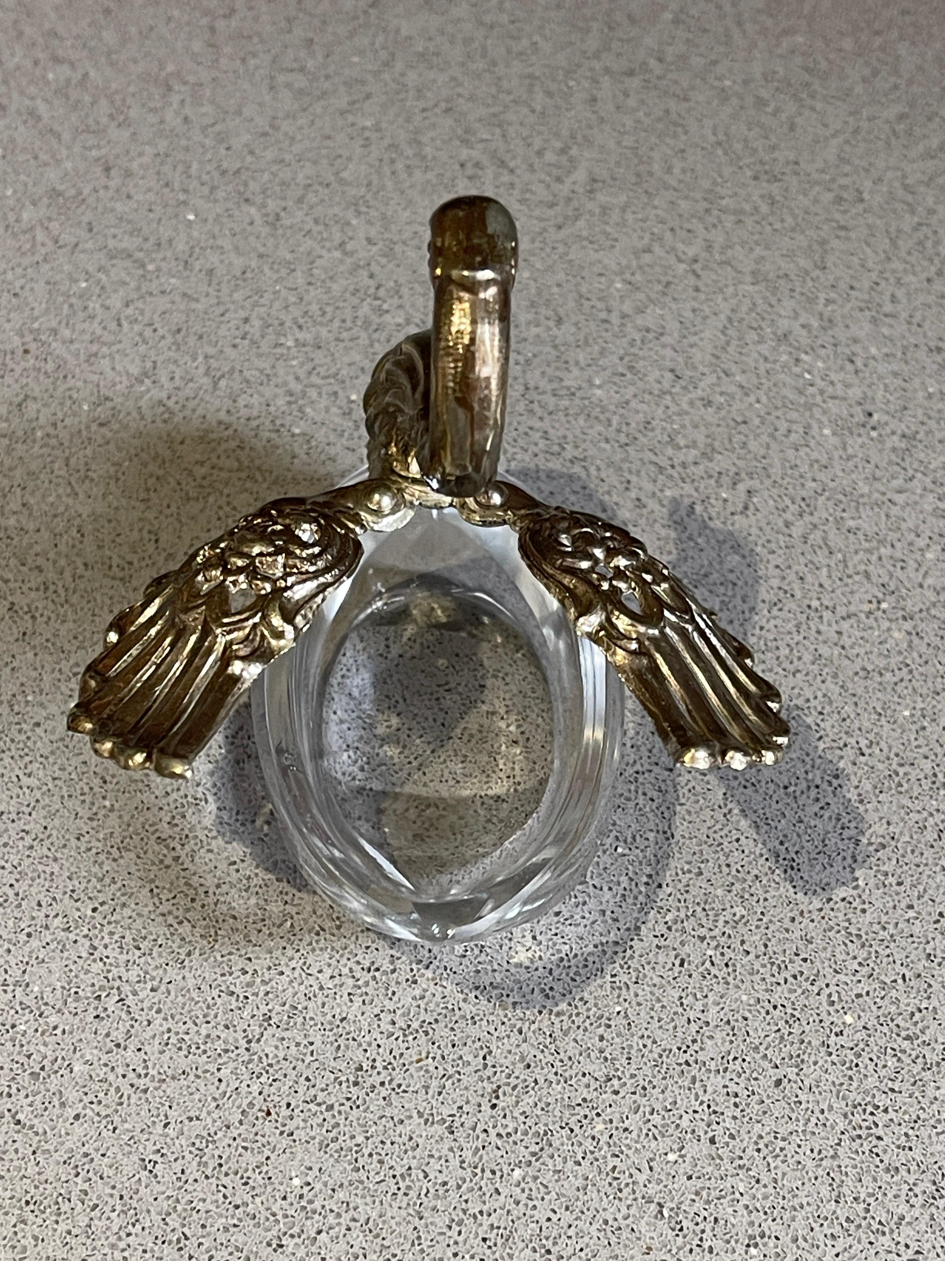 Mid-20th Century Silver Salt Shaker, A Pair of Antique Salt Shaker Crystal Swann Moving Wings For Sale