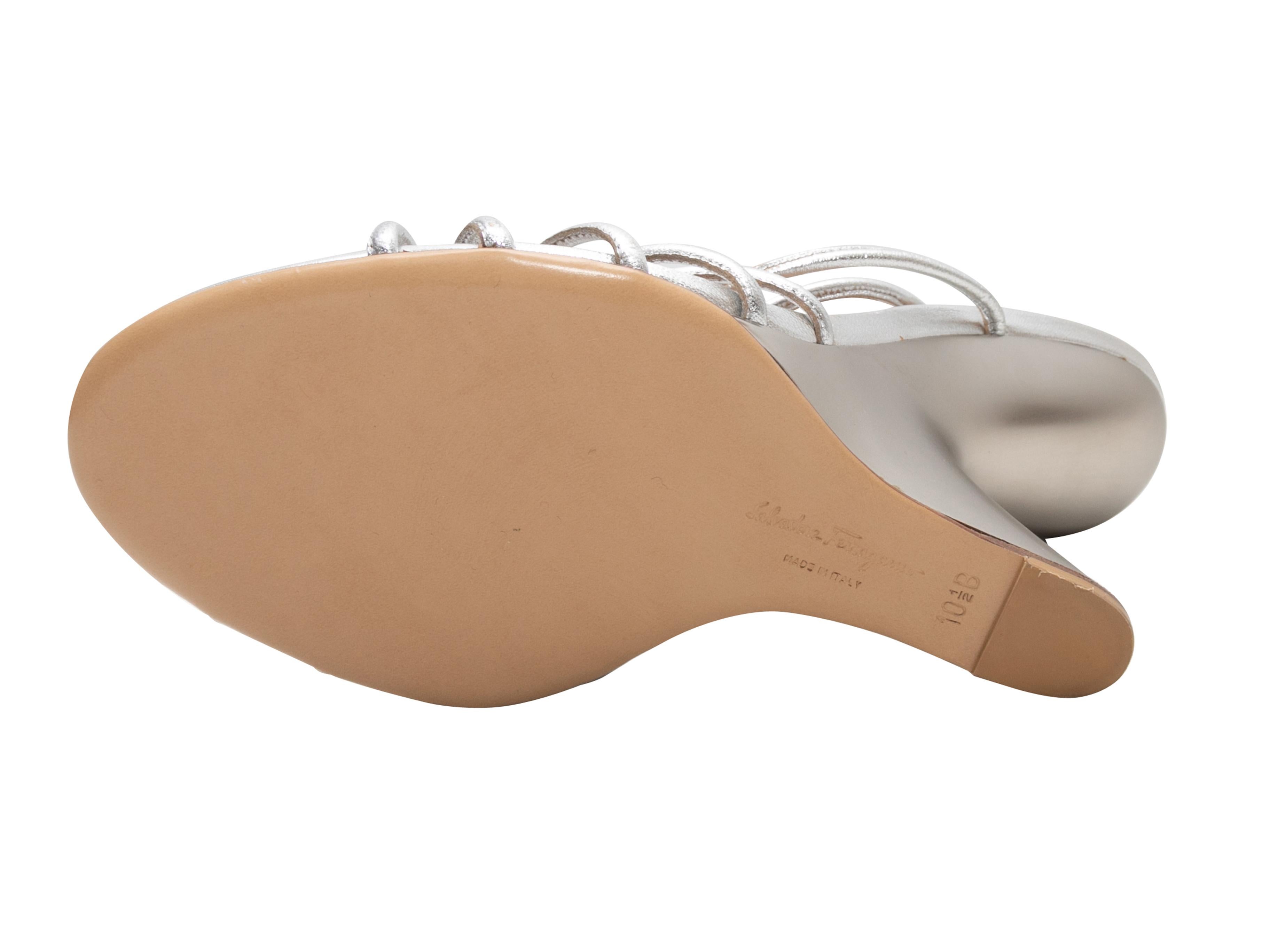 Silver Salvatore Ferragamo Wedge Heeled Sandals Size 10.5 1