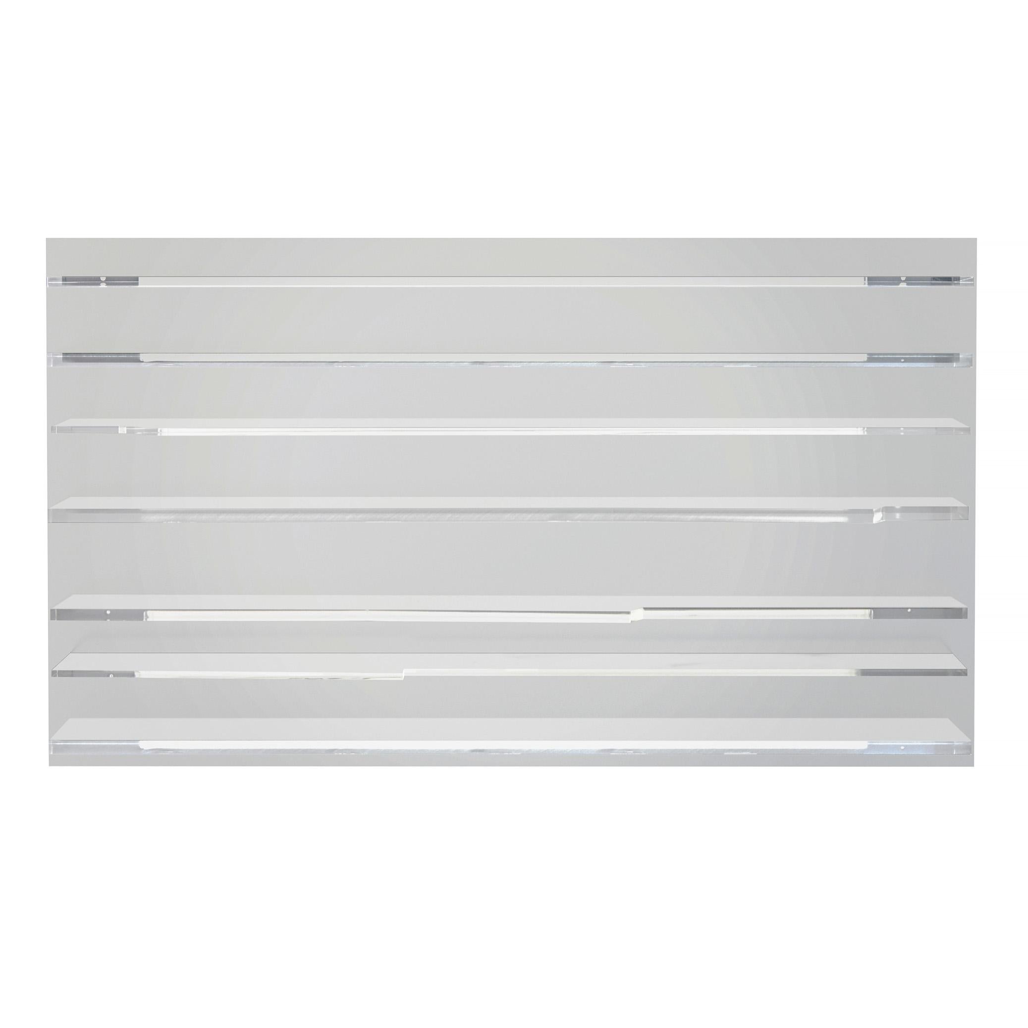Italian Silver Sapere Bookcase by Migdalia Salazar, Mirror Acrylic Shelf For Sale