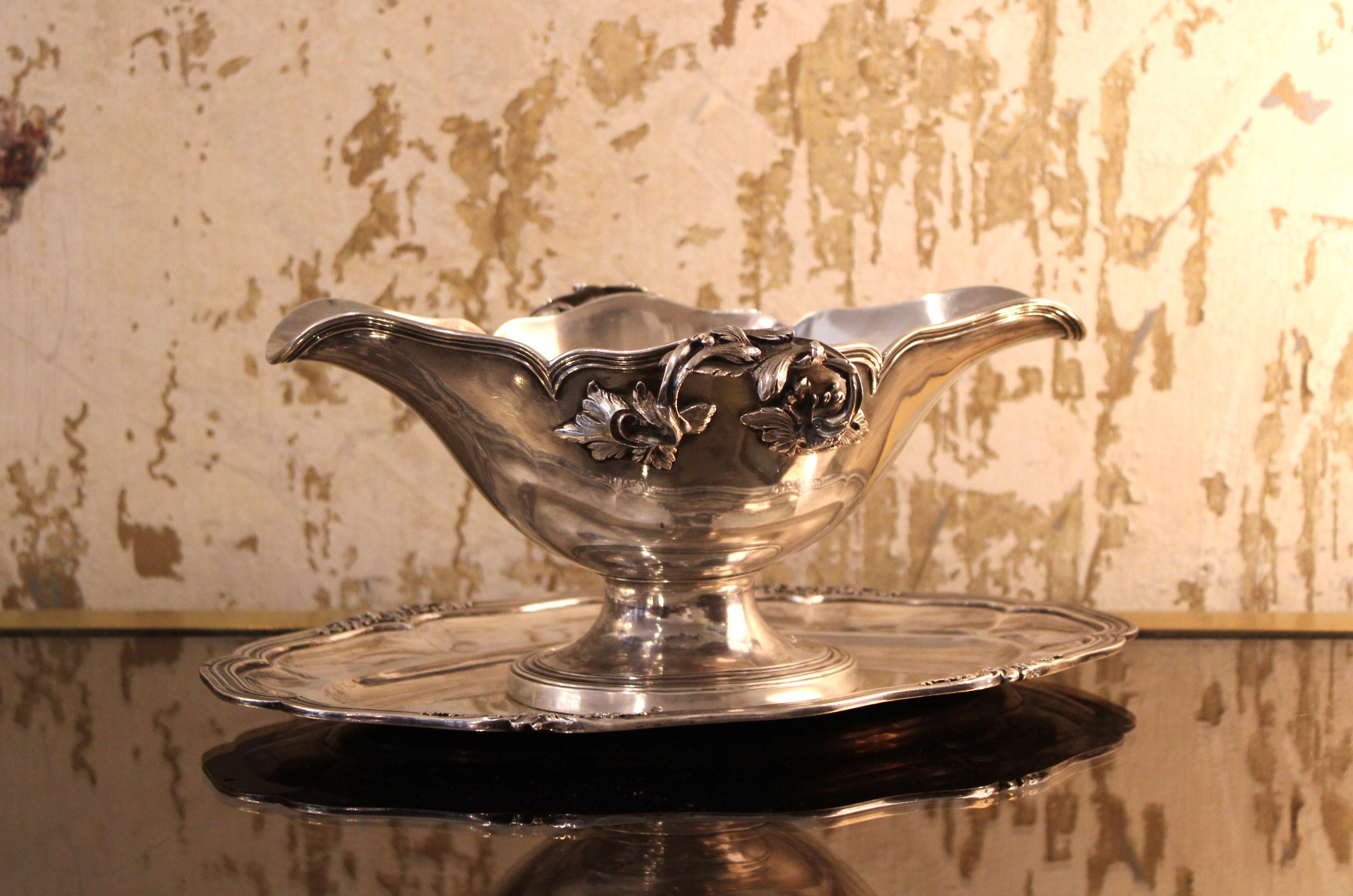 19th Century Silver sauce boat by Puiforcat For Sale