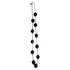 Silver Sautoir with Wood Beads by Paco Rabanne