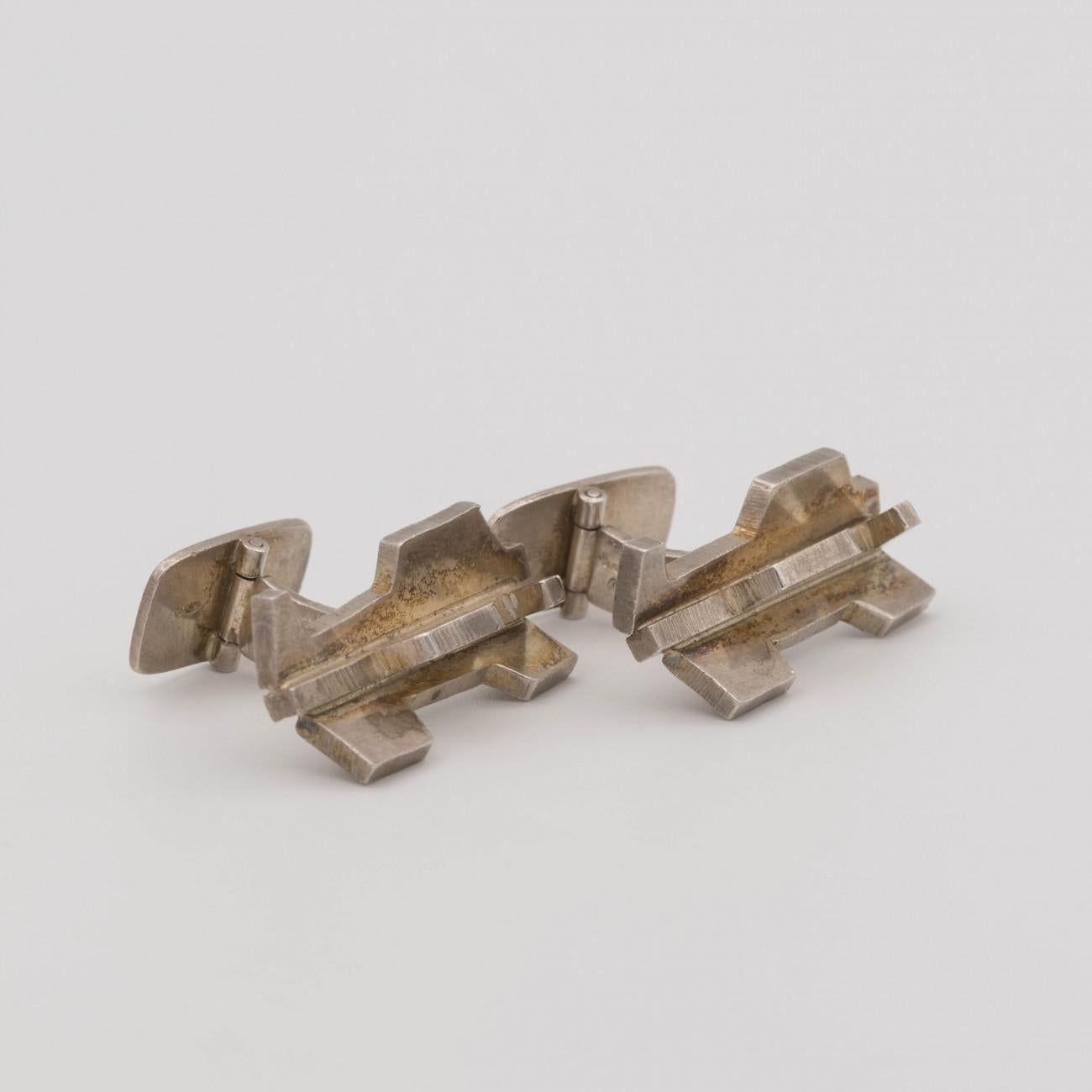 Danish Silver Sculptural Modernist Silver Cufflinks by Rey Urban for Age Fausing, 1972