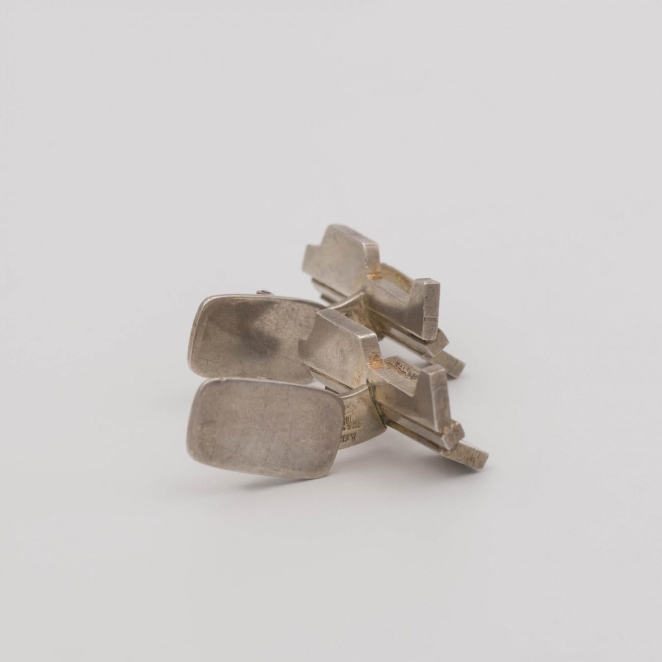 Late 20th Century Silver Sculptural Modernist Silver Cufflinks by Rey Urban for Age Fausing, 1972