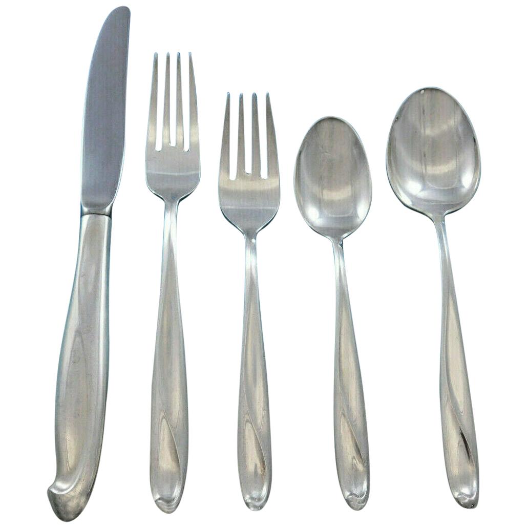 Silver Sculpture by Reed and Barton Sterling Silver Flatware Set Service 70 Pcs For Sale