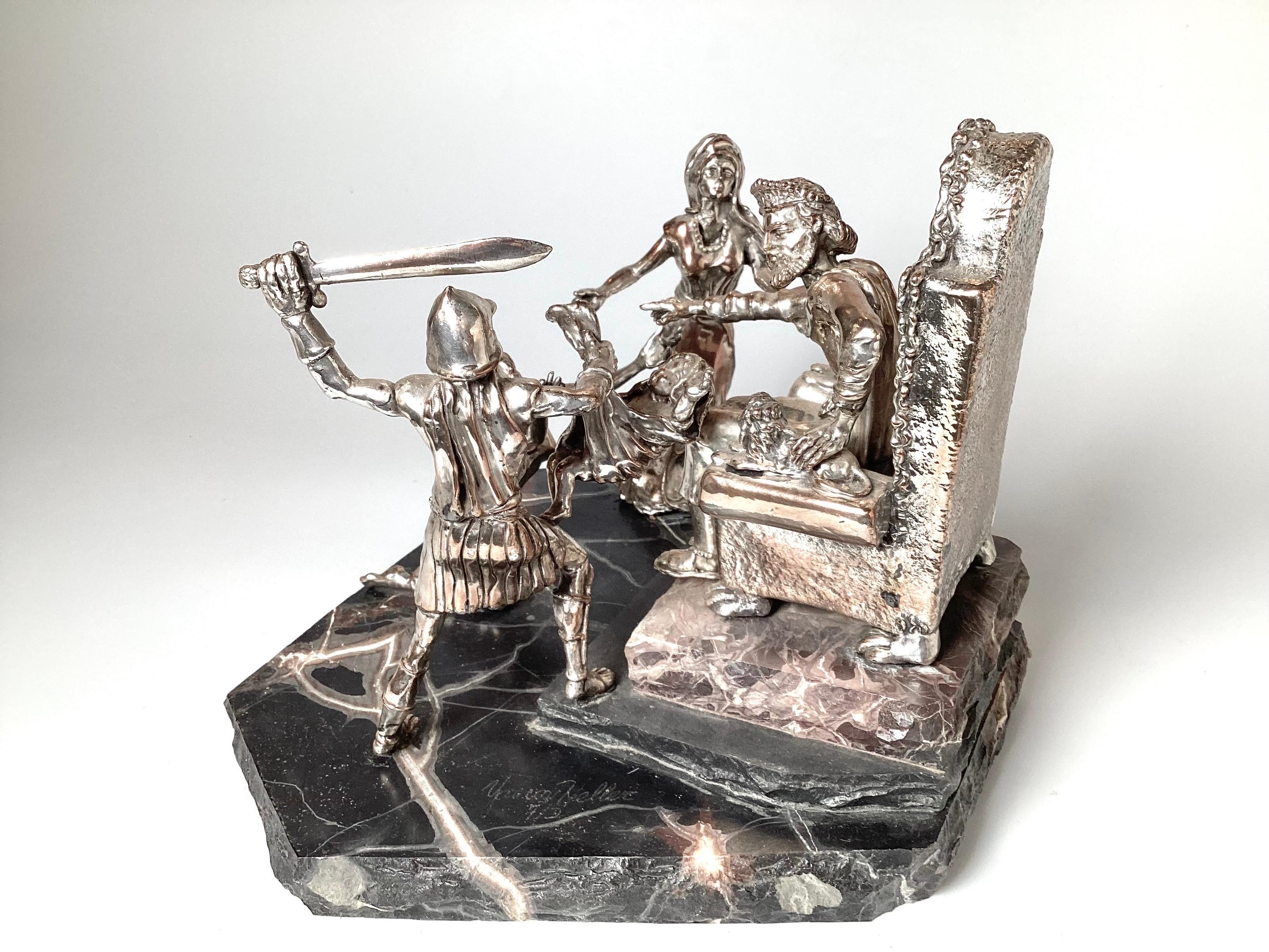 Silver Sculpture Titled Solomon's Trial by Yaacov Heller 5