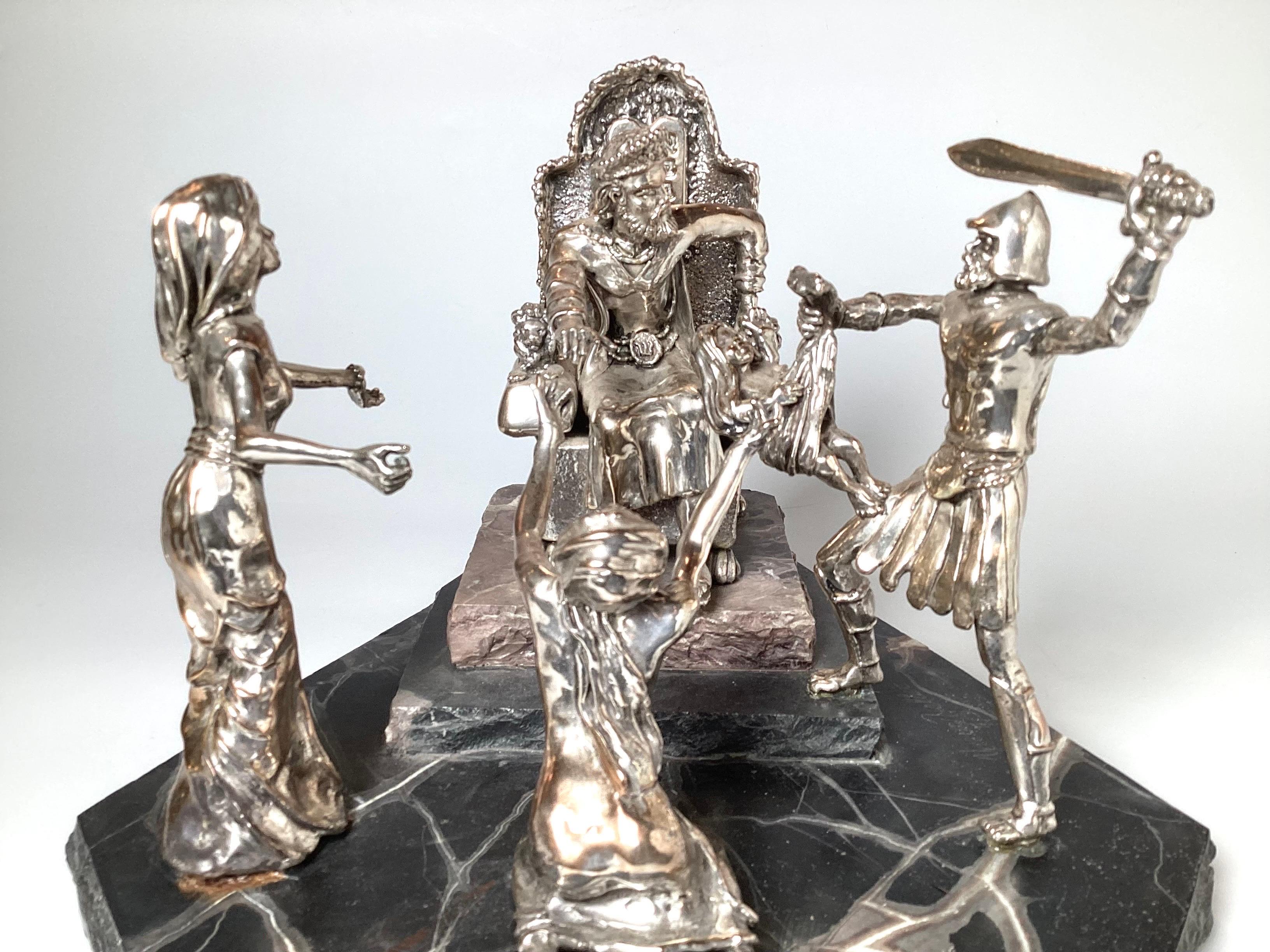 Silver Sculpture Titled Solomon's Trial by Yaacov Heller In Excellent Condition In Lambertville, NJ