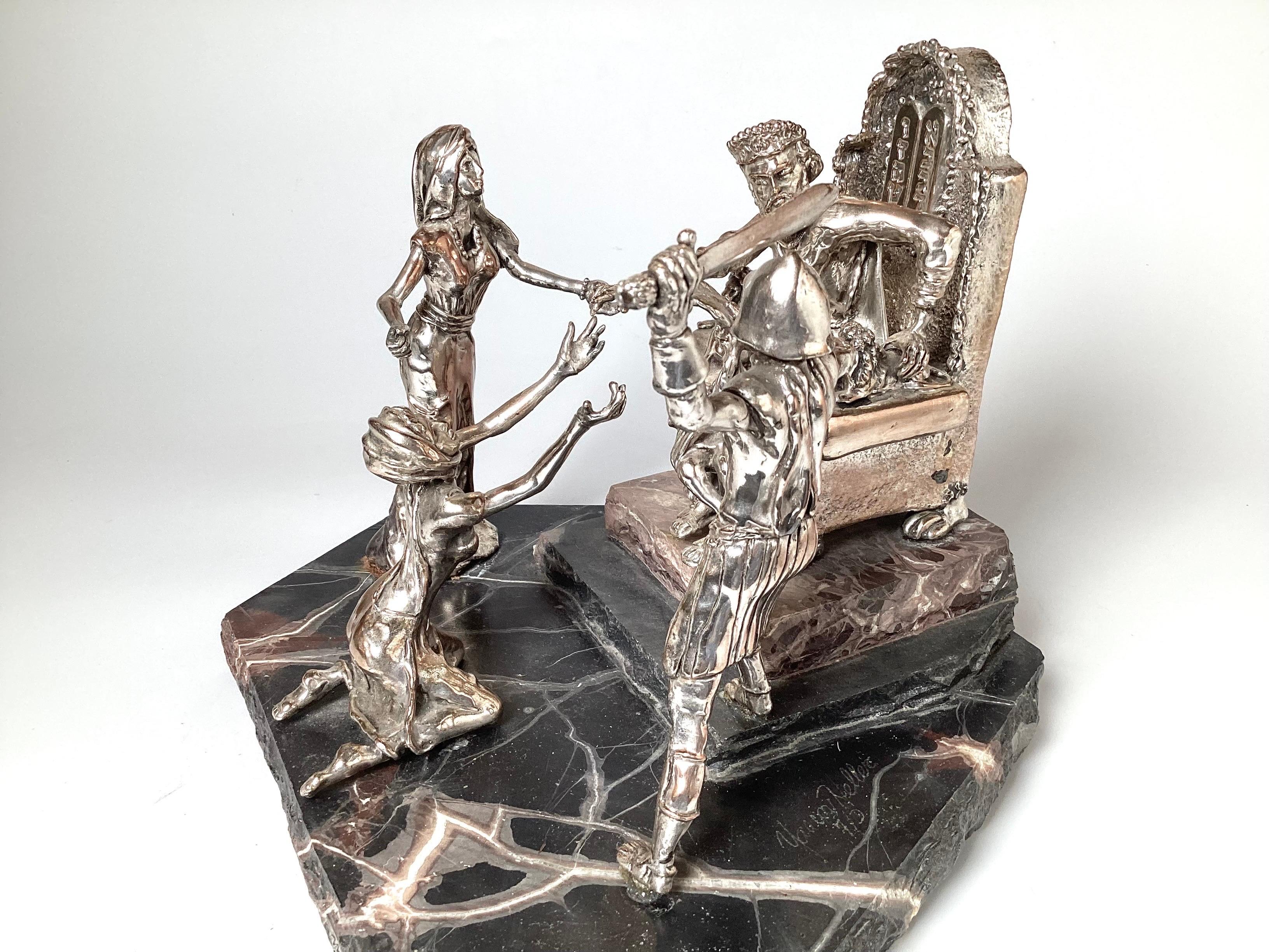 Silver Sculpture Titled Solomon's Trial by Yaacov Heller 1