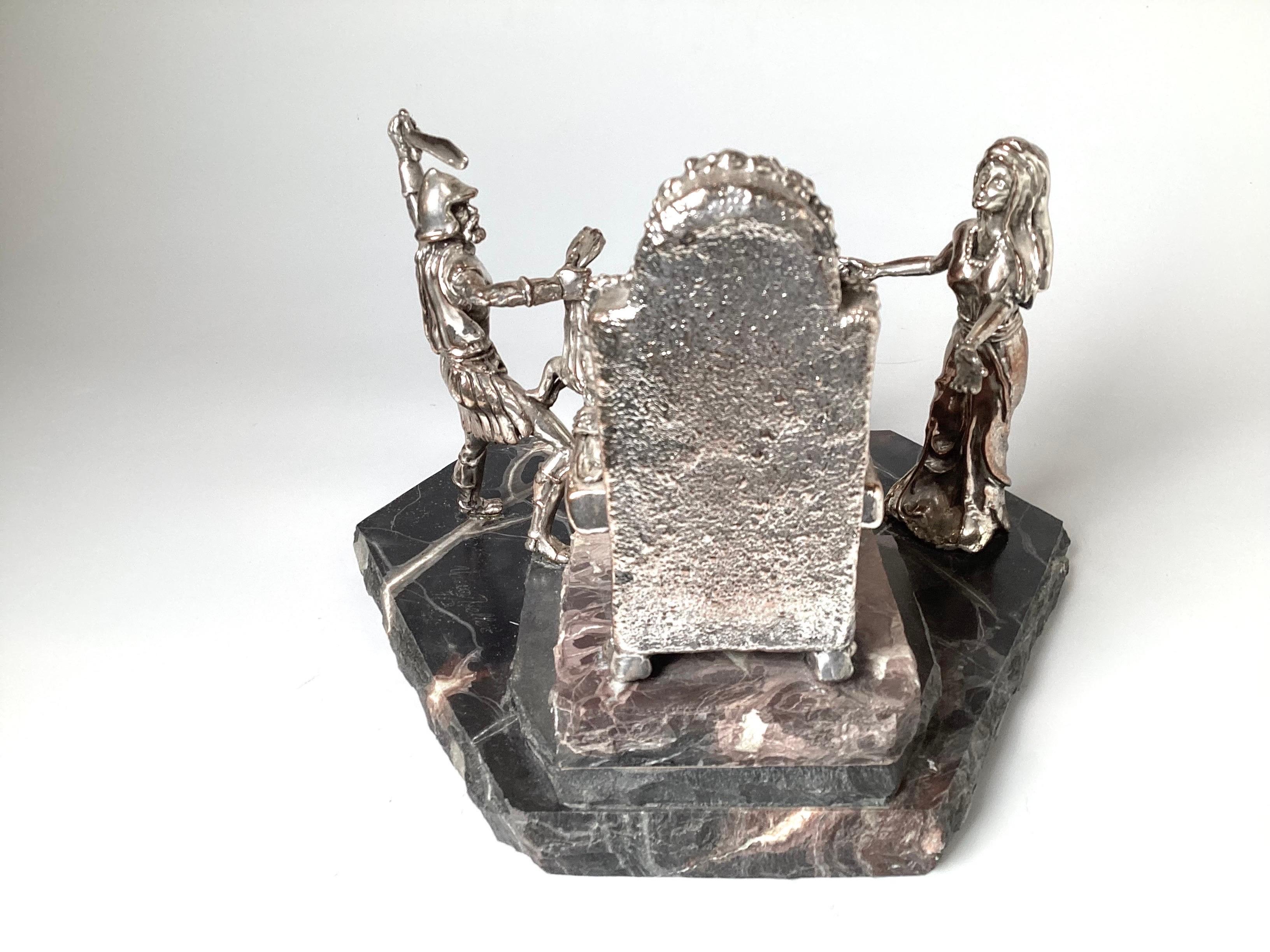 Silver Sculpture Titled Solomon's Trial by Yaacov Heller 3