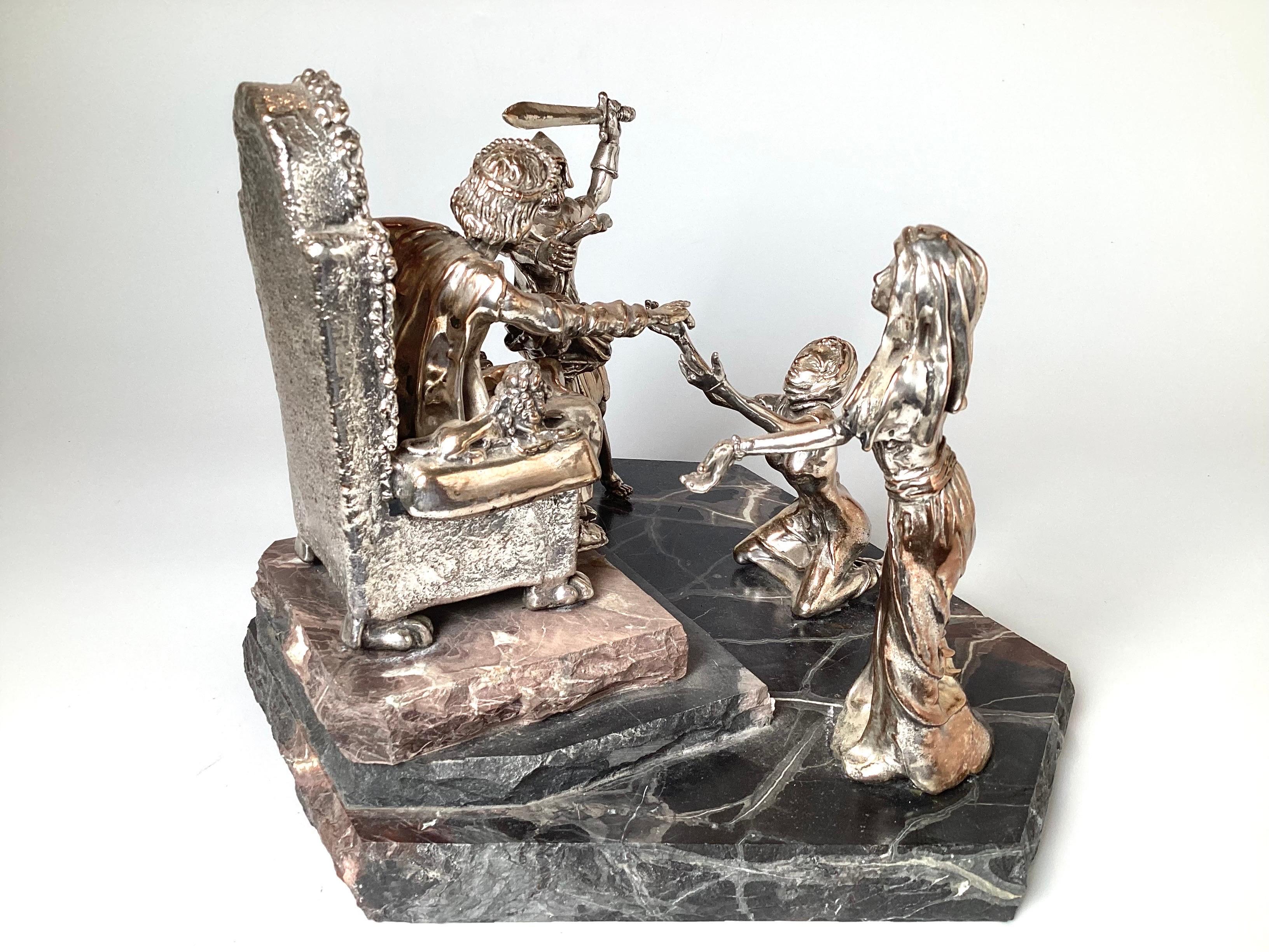 Silver Sculpture Titled Solomon's Trial by Yaacov Heller 4