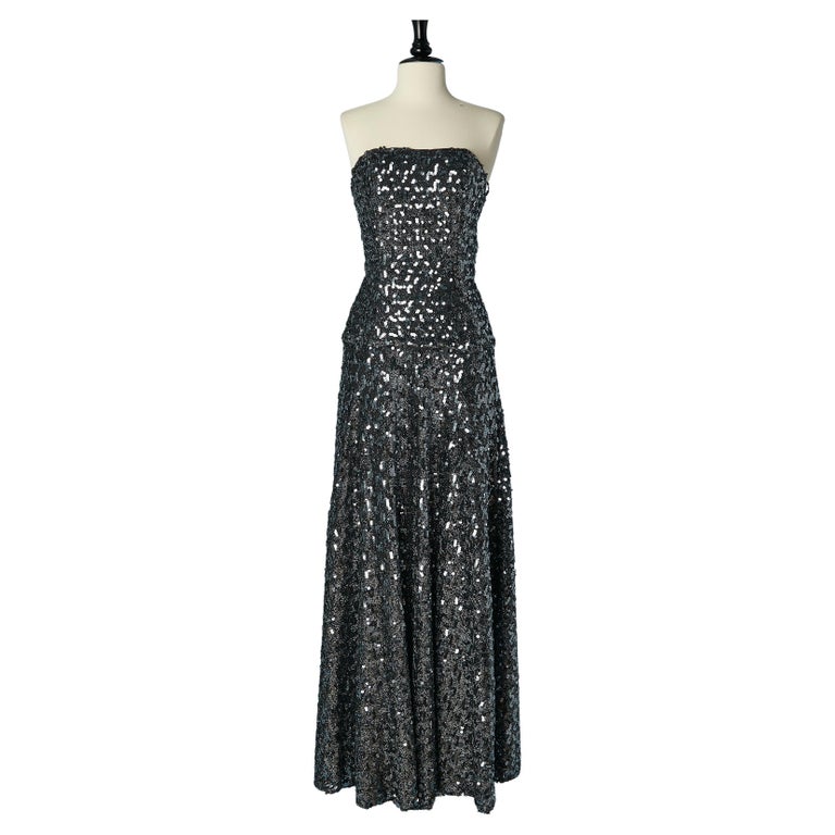 mike benet formals dress Vintage 1990's Mike Benet Rainbow Sequin Silk Asymmetric Hourglass Britney  Versace-Like Gown