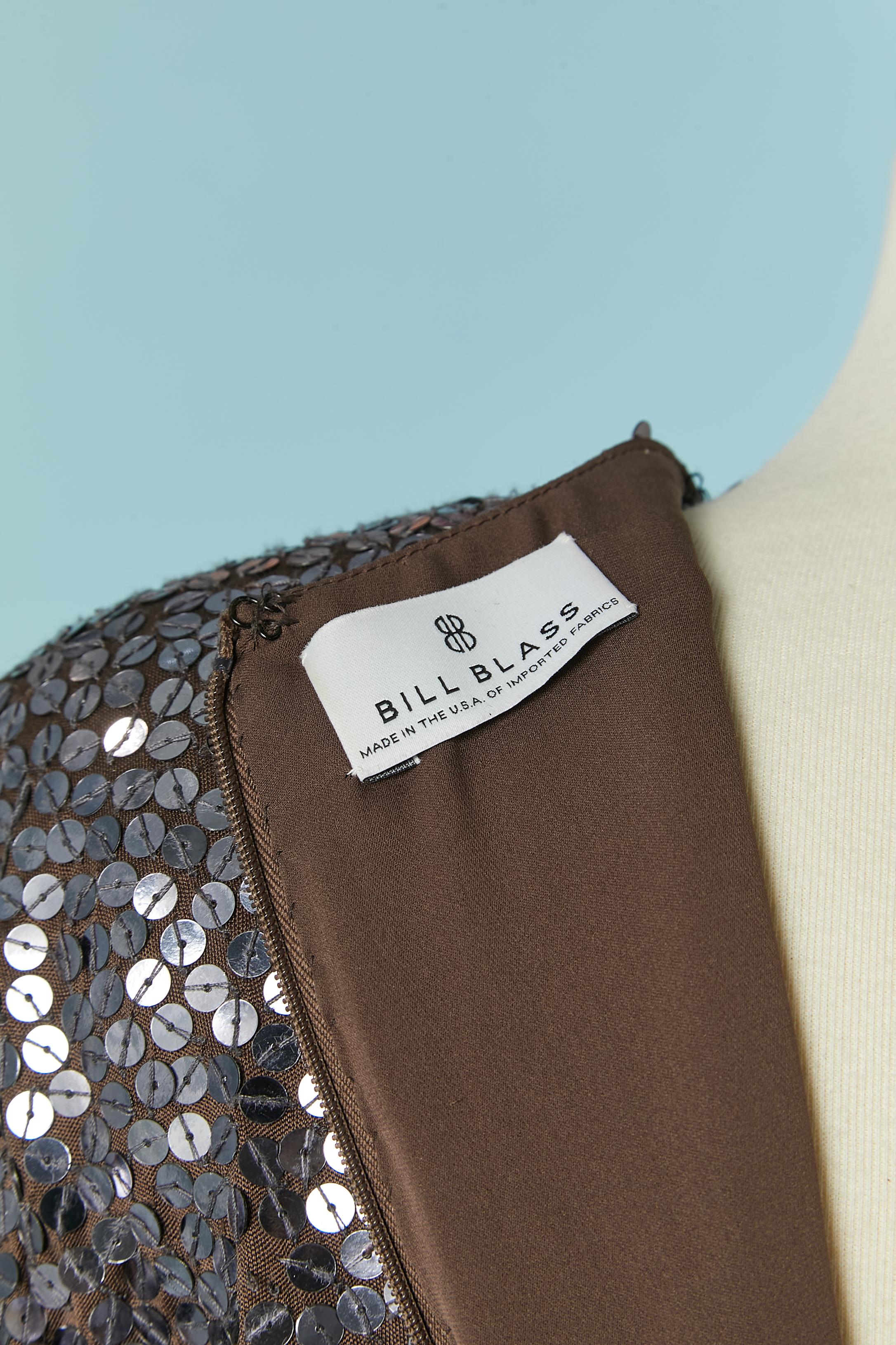 Vestido de cóctel de lentejuelas plateadas Bill Blass en venta 2