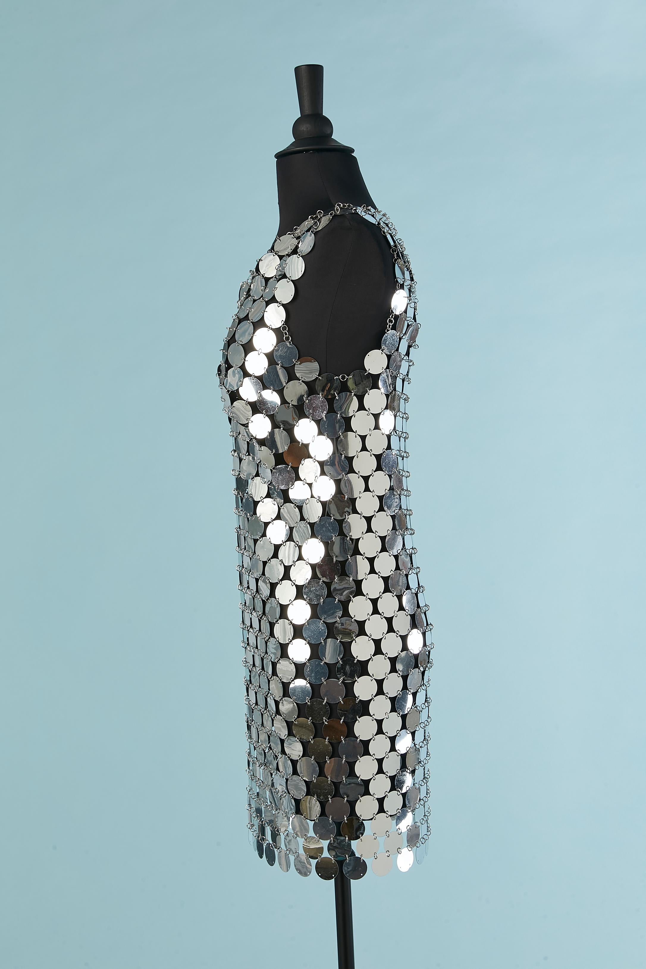 Silver sequin cocktail dress In Excellent Condition For Sale In Saint-Ouen-Sur-Seine, FR