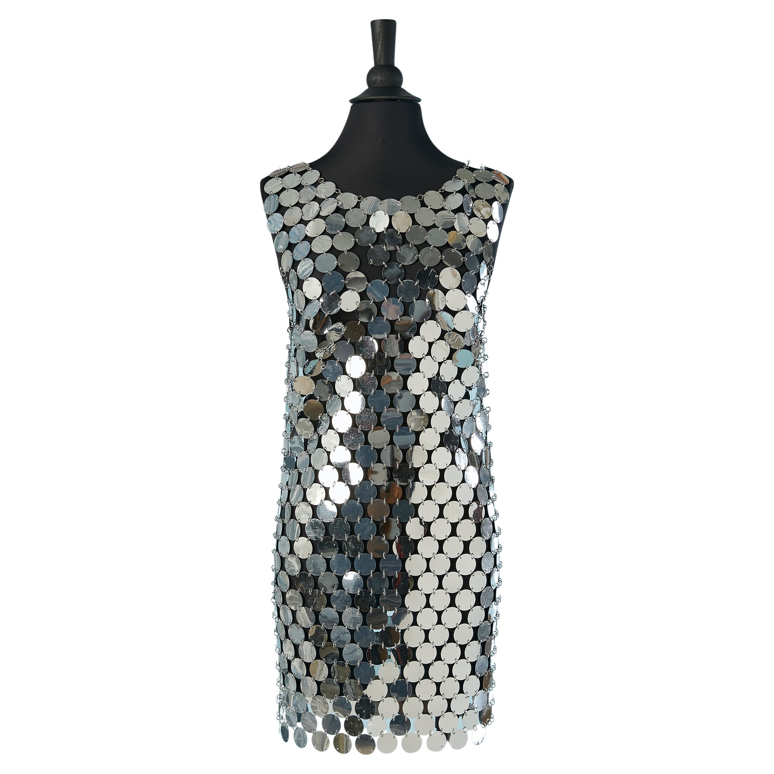 Silver sequin cocktail dress For Sale