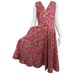 Silver sequin coral printed dress and jacket Jor'elle Model Mexico 1950s