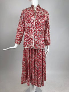 Silver sequin coral printed dress and jacket Jor'elle Model Mexico 1950s