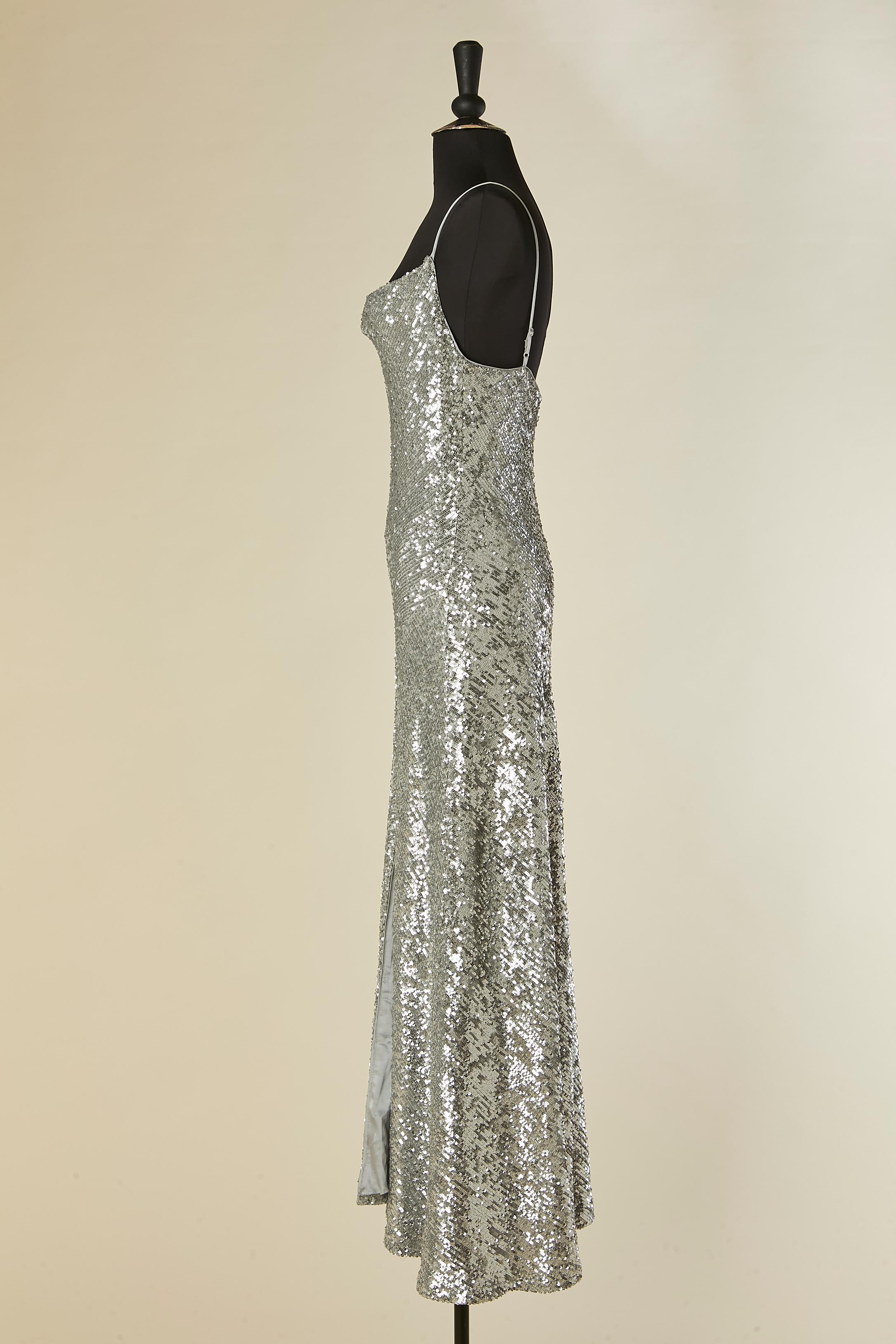 Donna Abito da sera in paillettes argento JONATHAN SIMKHAI in vendita