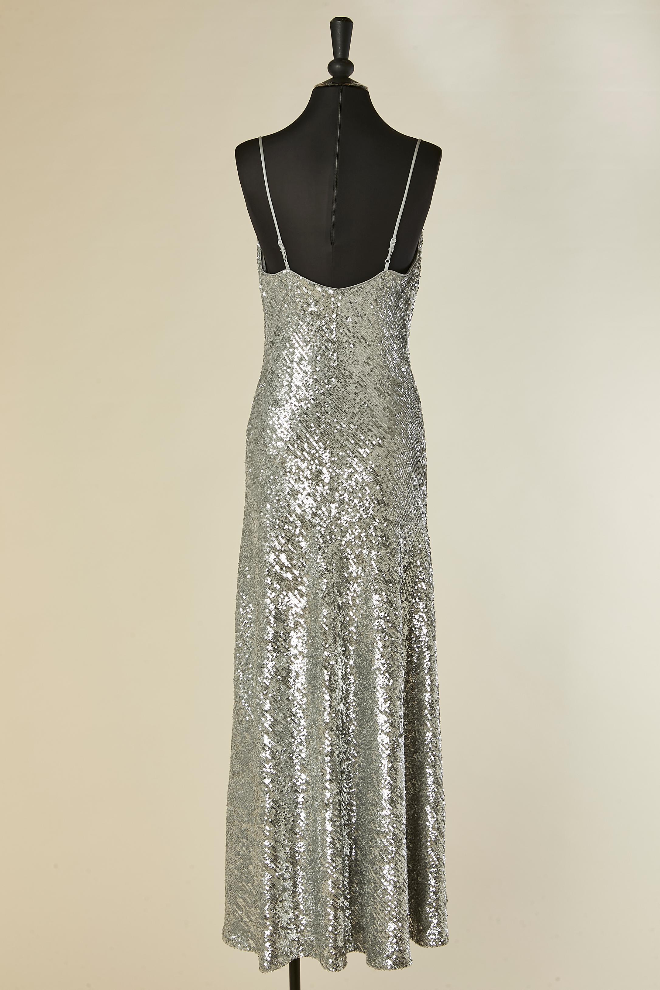 Abito da sera in paillettes argento JONATHAN SIMKHAI in vendita 1
